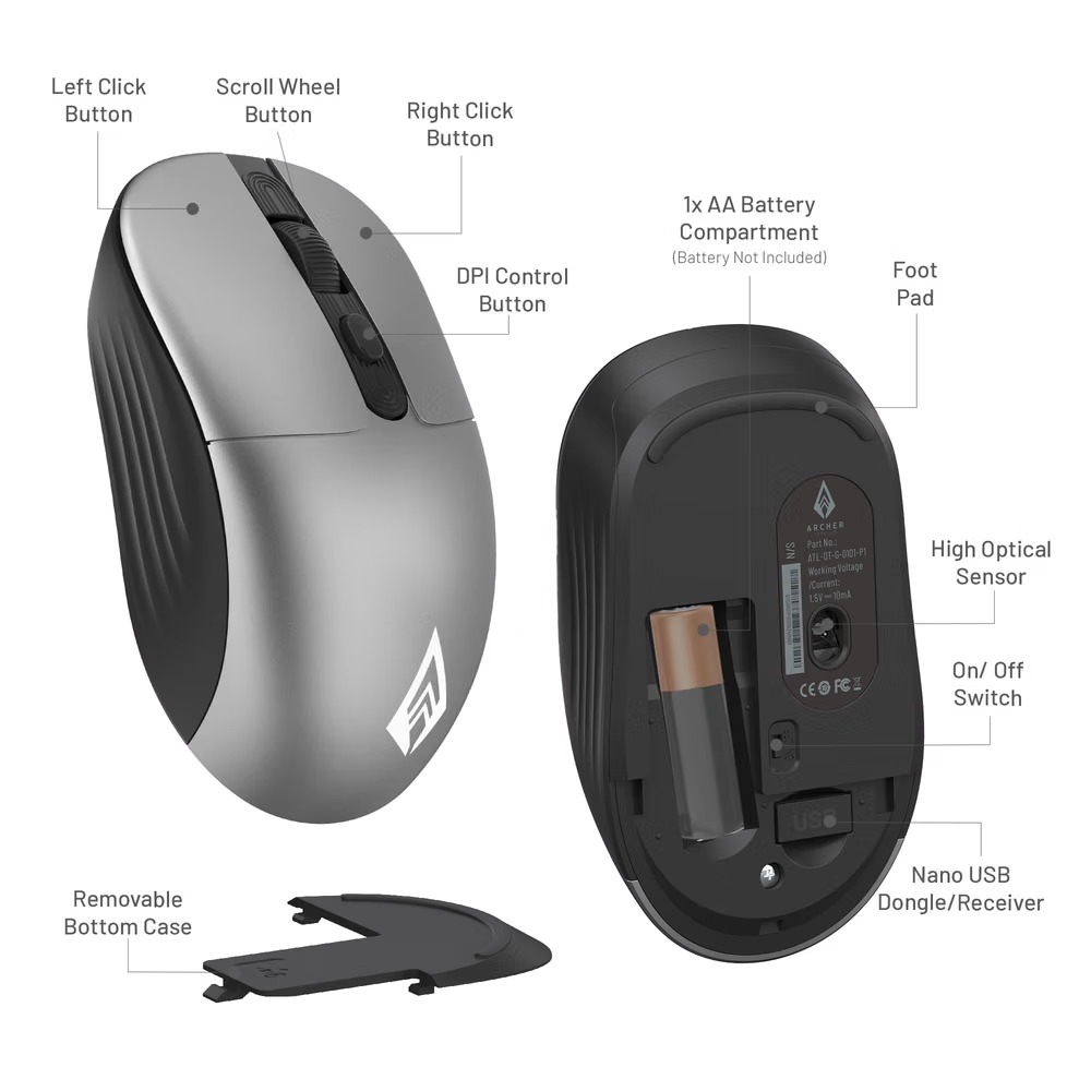 Archer Tech Lab Precision100 Wireless Mouse - Image 3