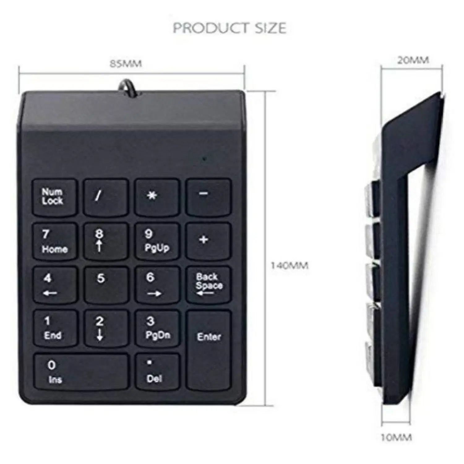 Black USB Wired Numeric Keypad - Image 4